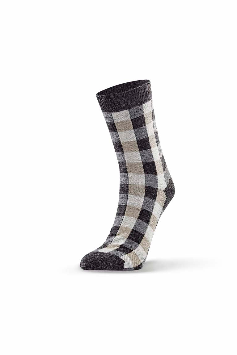 Check Sock (Nisa) - Charcoal