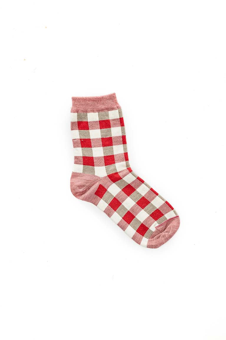 Check Sock - Strawberry