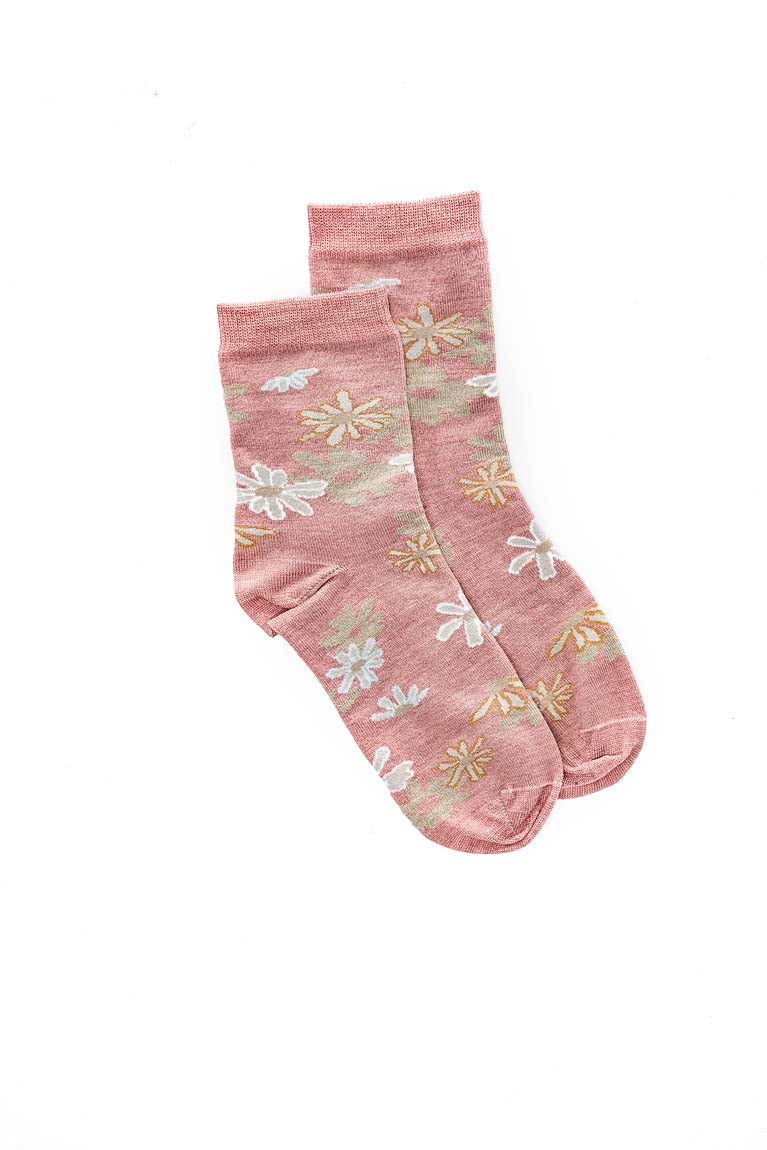 Daisy Bloom Sock - Dusty Pink