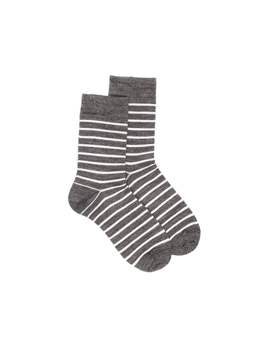 Kids Fine Stripe Sock - Grey