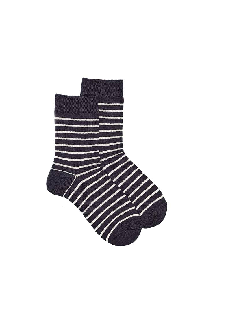 Kids Fine Stripe Sock - Navy