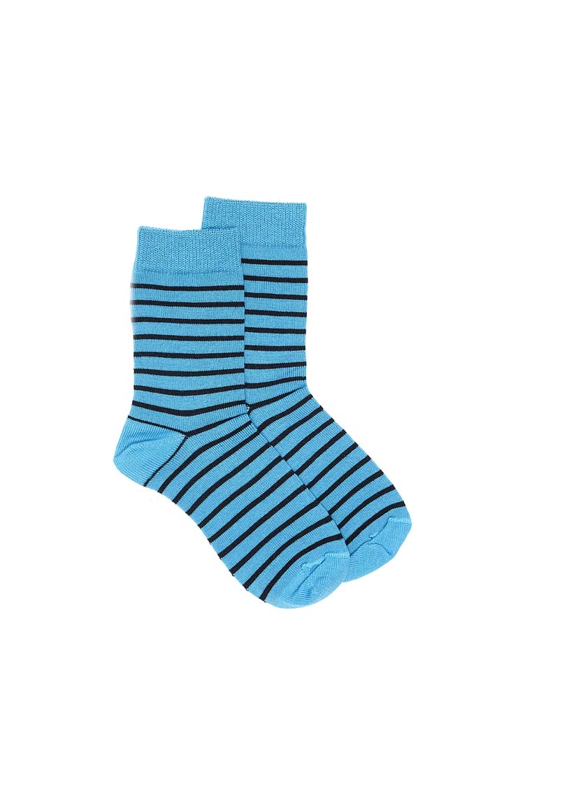 Kids Fine Stripe Sock - Turquoise