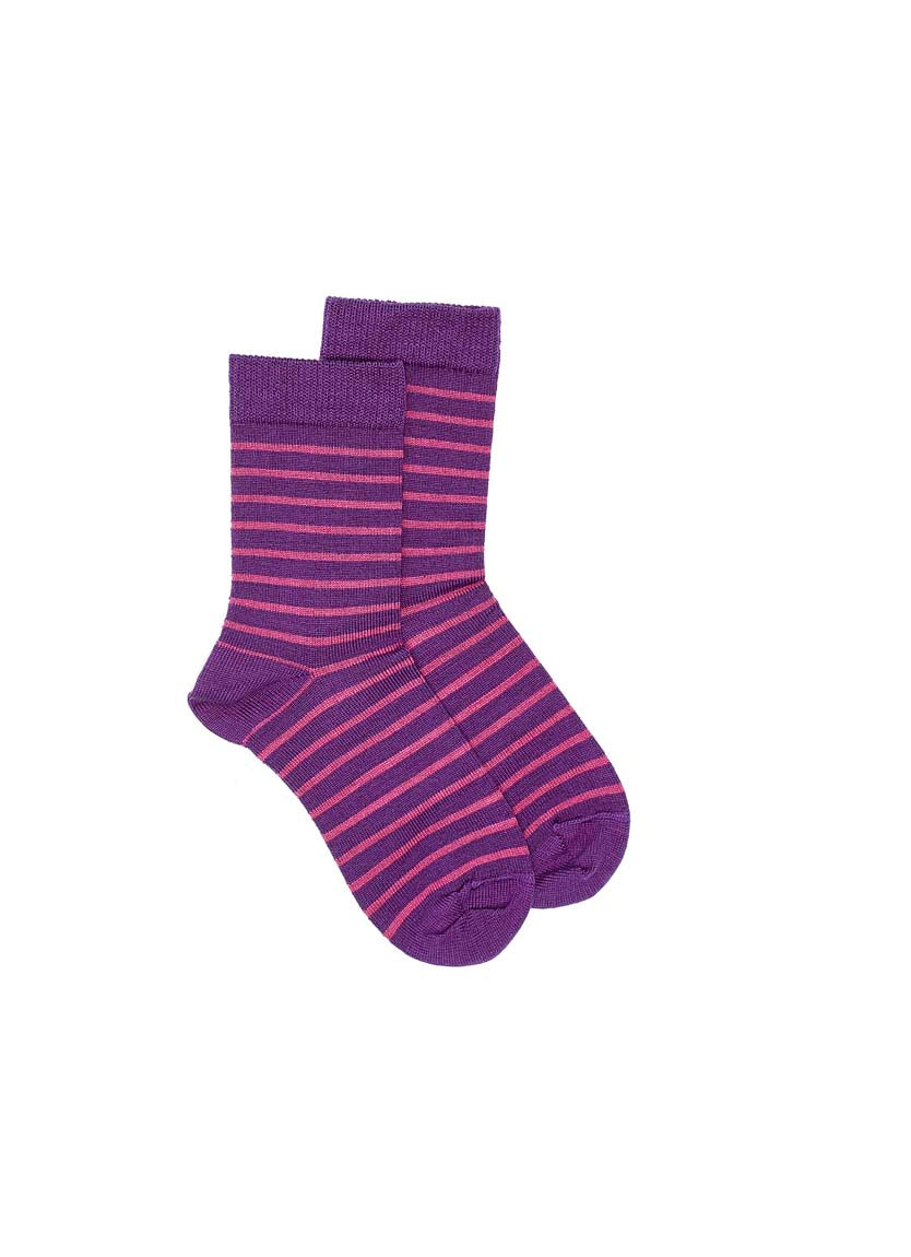 Kids Fine Stripe Sock - Purple