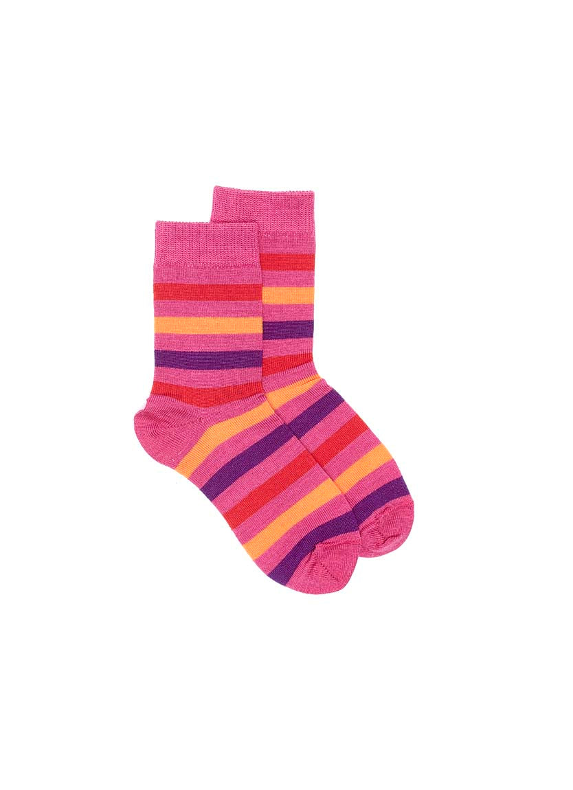 Kids Wide Stripe Sock - Pink