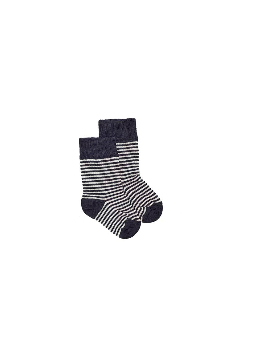 Baby Merino Stripe Sock - Navy Stripe