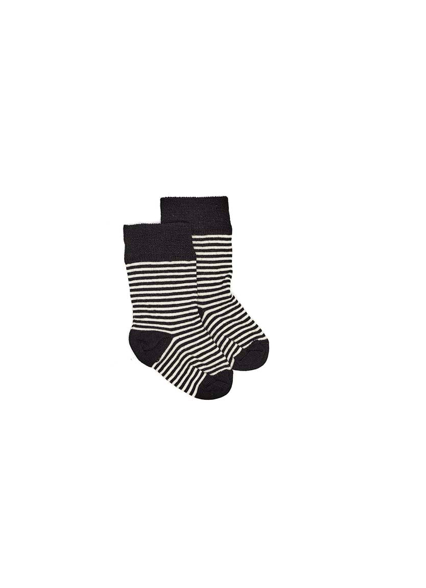 Baby Merino Stripe Sock - Black Stripe