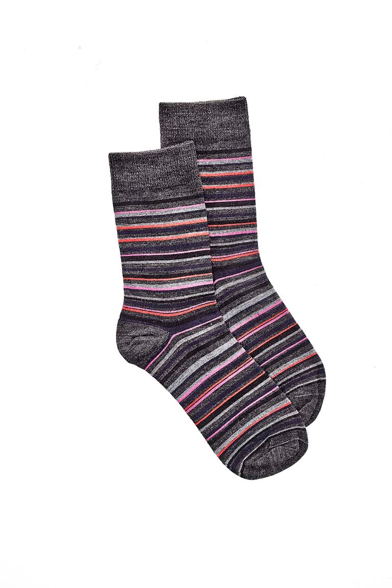 Fine Line Stripe Sock - Charcoal