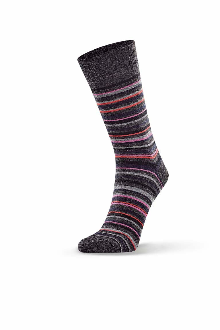Fine Line Stripe Sock - Charcoal