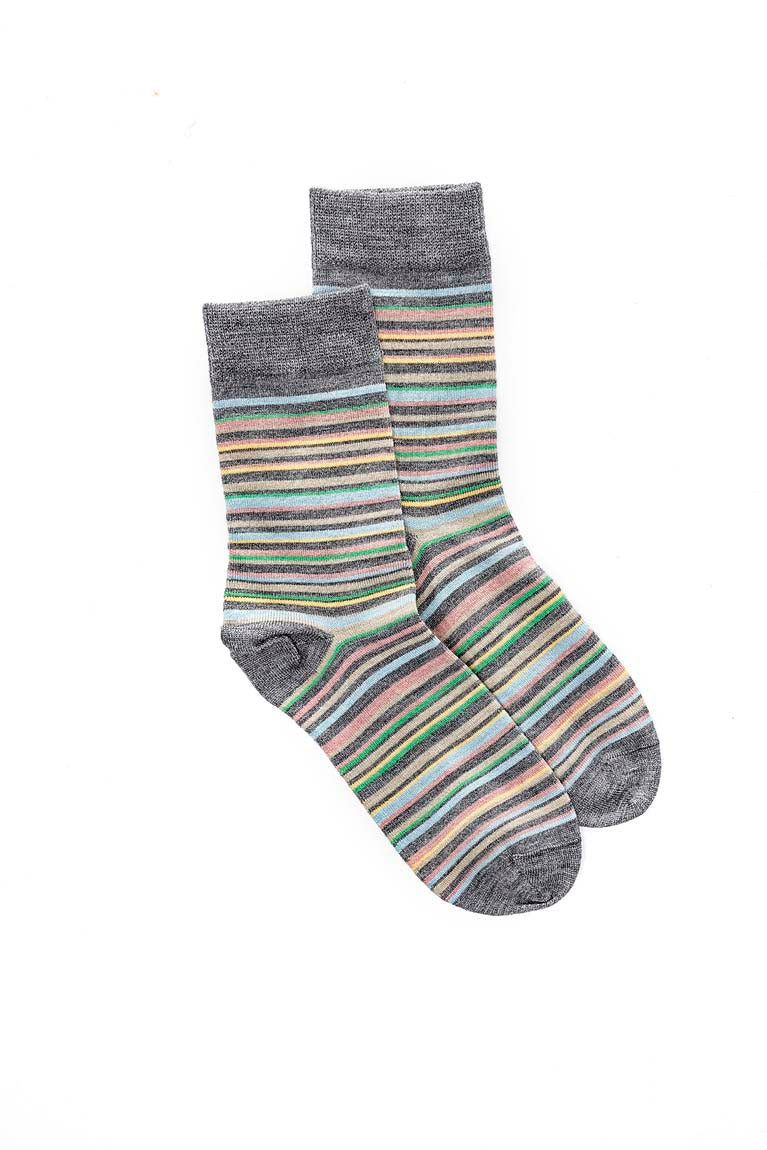 Fine Line Stripe Sock - Grey