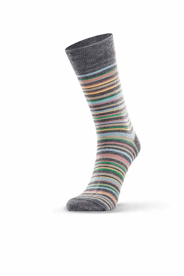 Fine Line Stripe Sock - Grey
