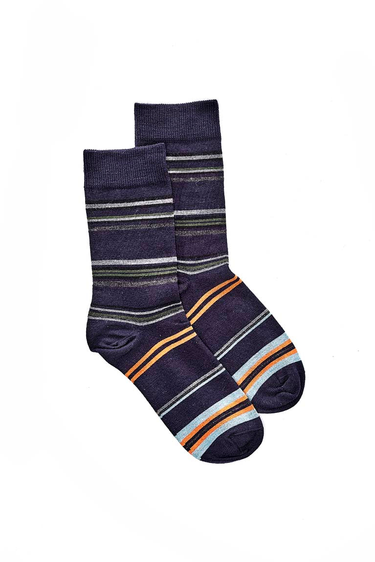 Horizon Stripe Sock - Navy