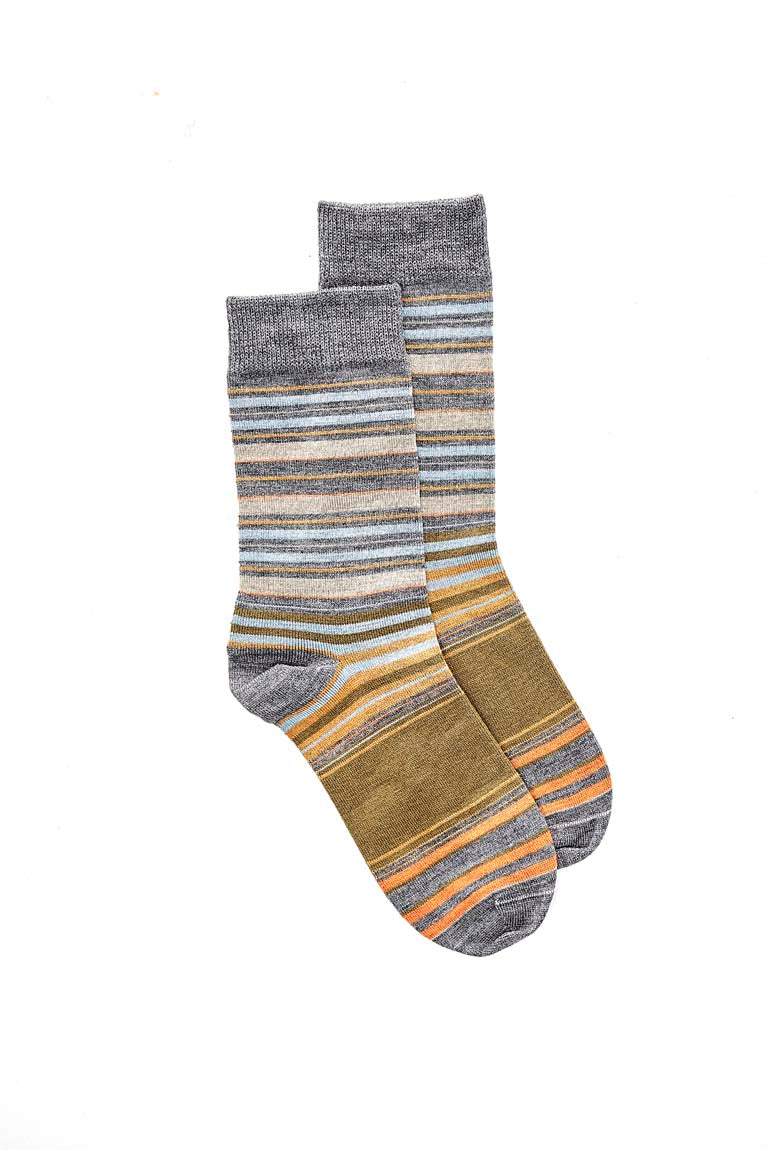 Varied Stripe Sock - Grey