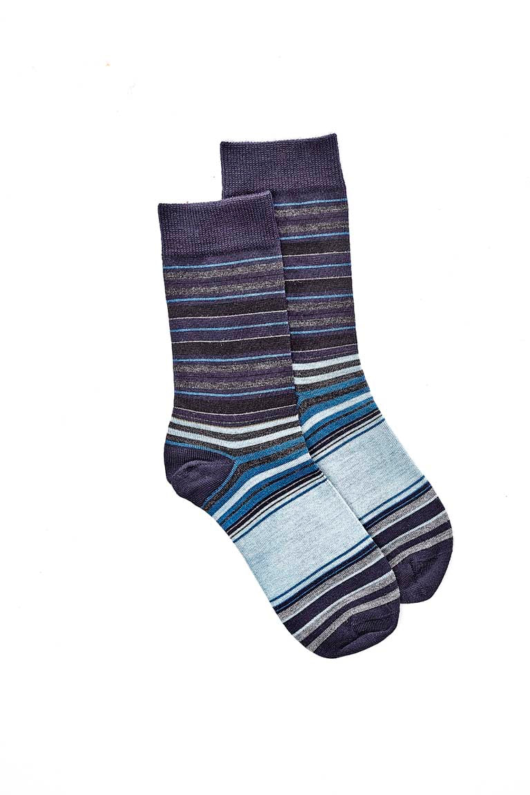 Varied Stripe Sock - Navy